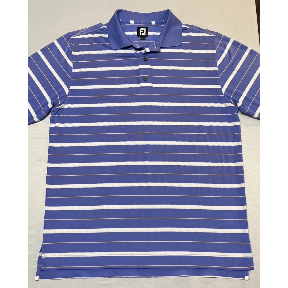 Footjoy Golf Polo Men's Large Purple Stripe Athletic Fit Stretch Fiddlesticks